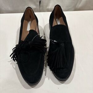 H&M Black Suede Loafers with Tassels. Sz 38/7